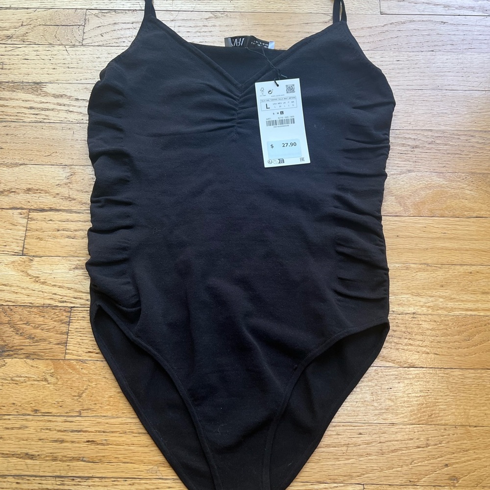Zara Black V-Neck Bodysuit